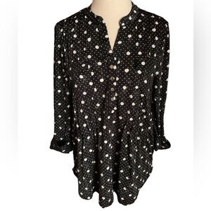COCOMO XL Black White 3/4 sleeve women's Pintuck Blouse tunic